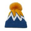 Europe, America, autumn and winter fashion hairball knitted hat women's warm thickened wavy brimless cold hat striped jacquard wool hat