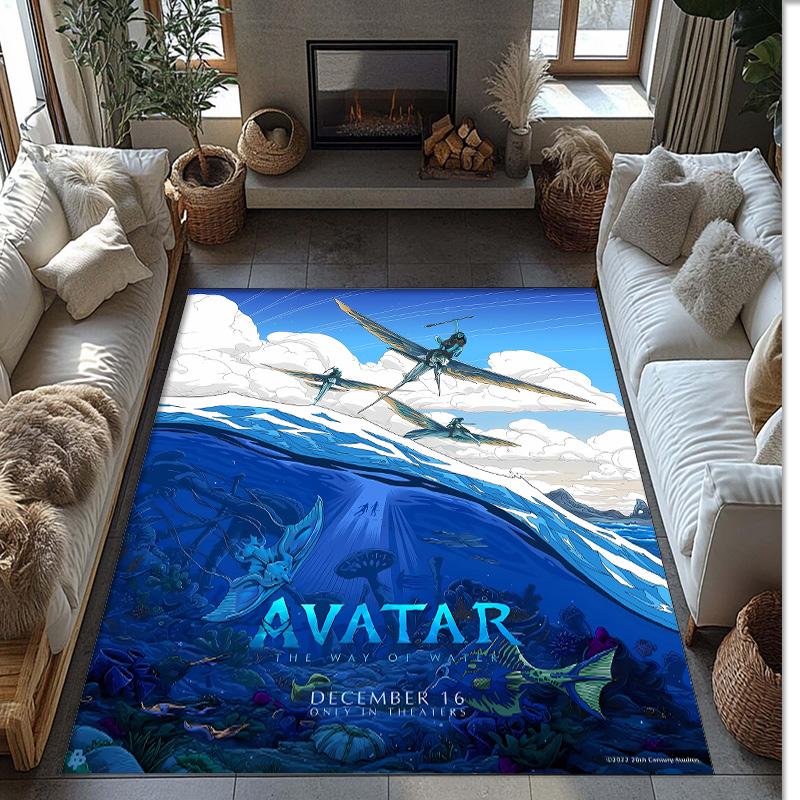Avatar Printed Flannel Area Rug Non Slip Soft Polyester Floor Carpet Indoor Decor Mat for Bedroom Living Room Sofa Game Room Home Decoration