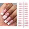 24 Pcs French Tip Press On Nails Medium Long Coffin False Nails 3D Bowknot Stick on Nails Manicures Supplies for Wome