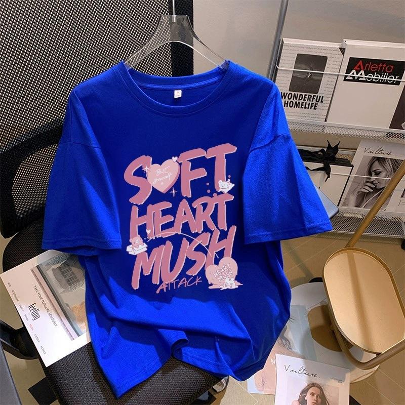 Футболка из чистого хлопка белого цвета с короткими рукавами для женщин на лето, новый большой размер, свободный дизайн, тонкий топ с короткими рукавами и принтом