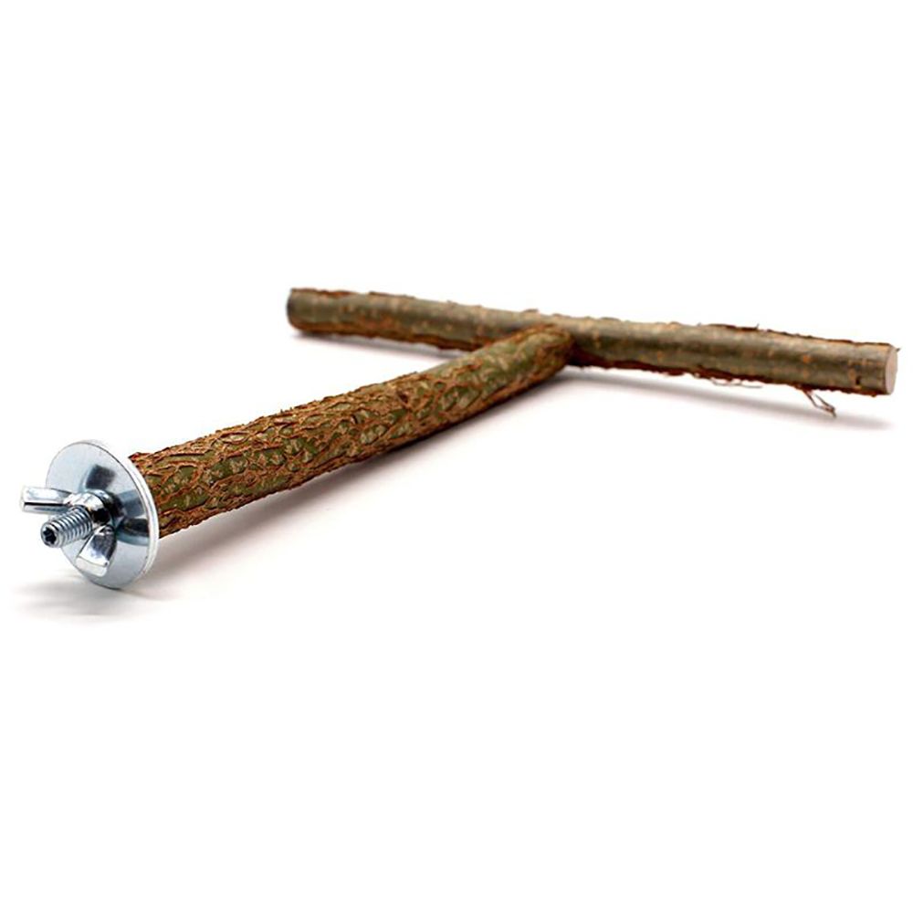 Use on Cage Grinding Perch Natural T Shape Branch Parakeet Chewing Toy Bird Toy Parrot Stand Wood