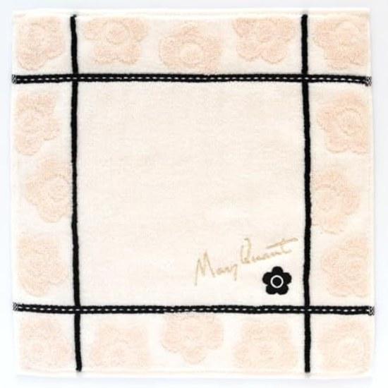 MARY QUANT Towel Handkerchief (Ivory Approximately 25cm) Checkered Pattern Ladies Hand