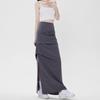 Elegant Skirt Women Sexy Slim Side Slit Pleated Mid-length Hip Skirt Y2k Vintage Fashion Bottoms Female Clothes Streetwear