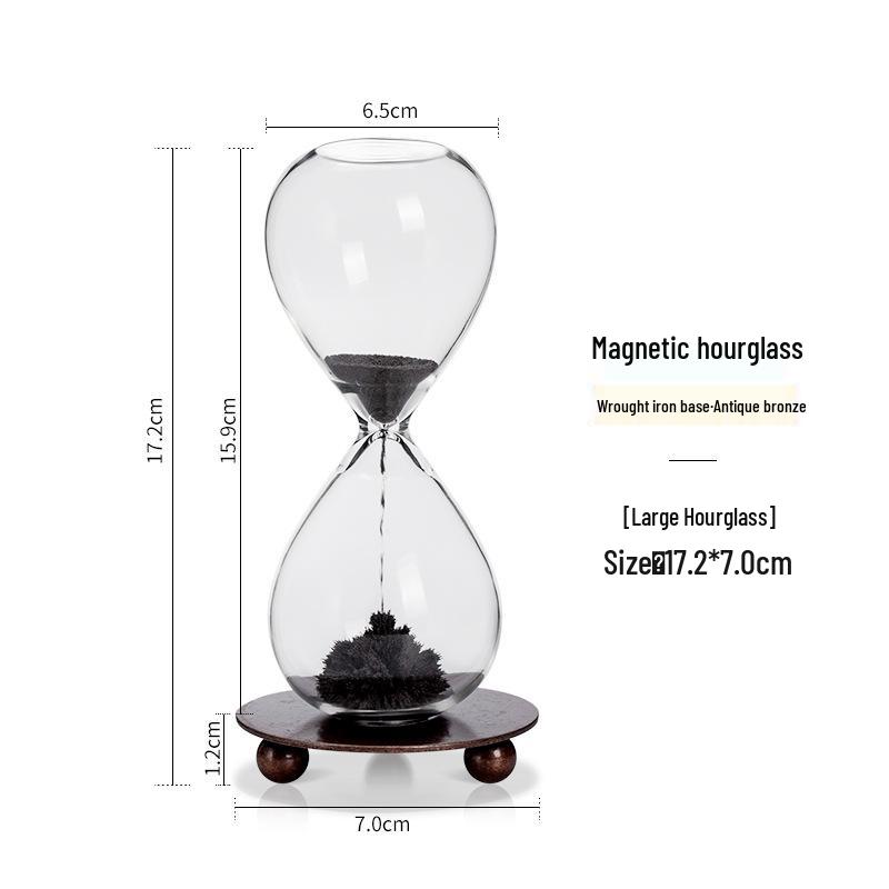 Magnetic Hourglass Timer Decorative Office Desktop Ornament with Quicksand Bottle