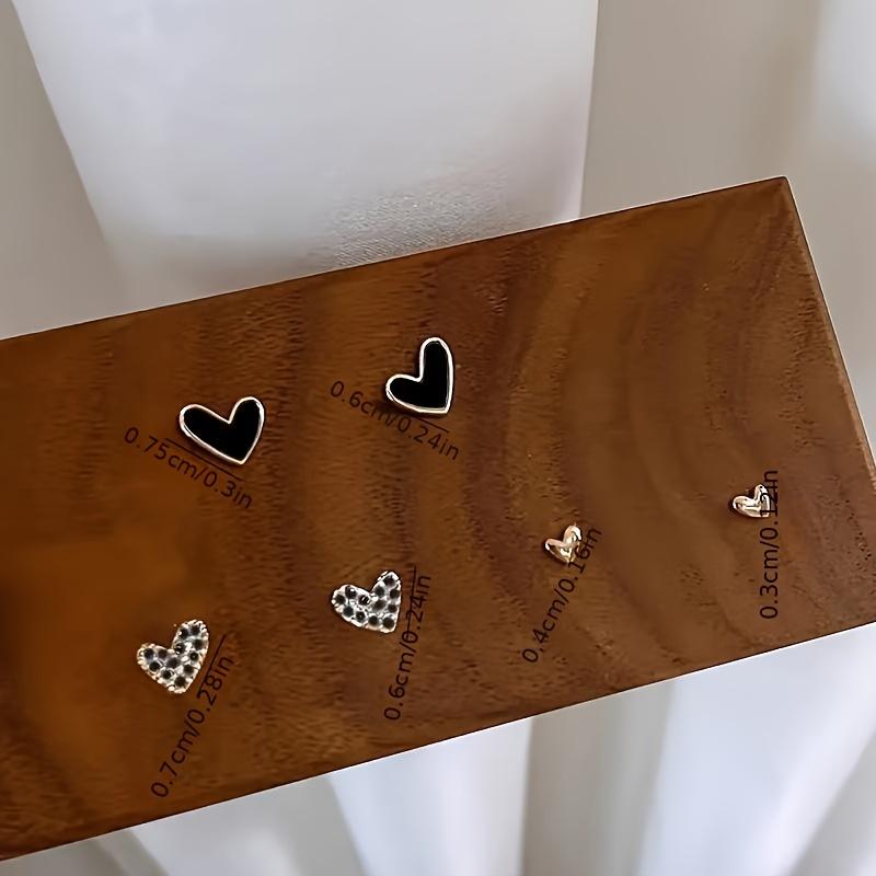 Изысканные серьги-пусеты в форме сердца со стразами Элегантные и компактные серьги с черной эмалью Женский шарм Повседневные Вечерние Циркон