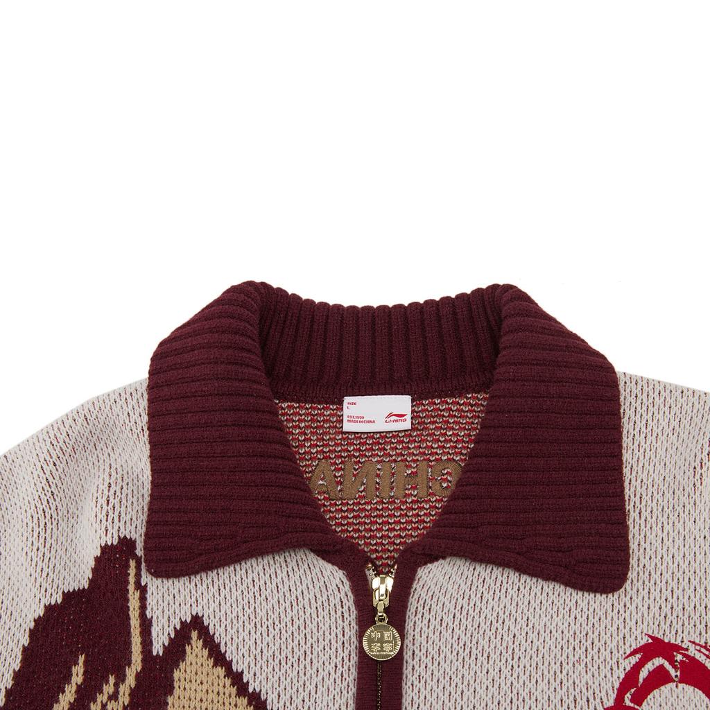 Li Ning Неделя моды в Милане Ретро Спортивная Серия Повседневная Универсальная Вязаная Куртка Мужские Куртки AMBW221-1