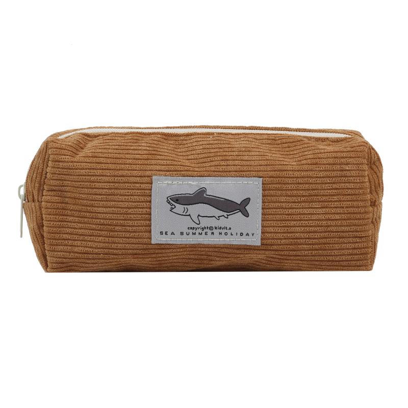 Милый вельветовый пенал с маленькой акулой, ручка для вышивки, сумка, подарок для девочек и детей, школьные и офисные канцелярские принадлежности, органайзер