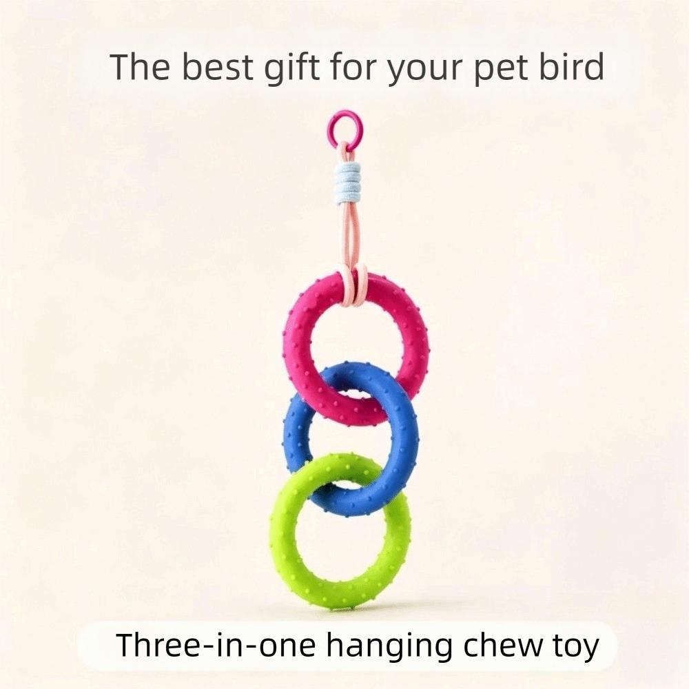 Hanging Bird Cage Chew Toy Round Rotary Bird Beak Grinding Toy Parrot Swing Ring Bird Training