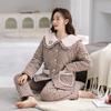 Pajamas Women'S Autumn And Winter Three-Layer Thickened Velvet Woven Cotton Jacket Winter Sweet Loungewear
