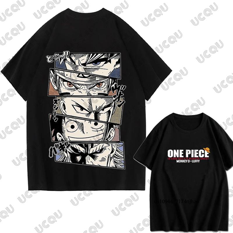 Японская футболка унисекс с принтом Luffy Gear 5 из One Piece, хлопковая, с коротким рукавом, для лета, одежда для косплея, повседневные футболки, оверсайз топы унисекс