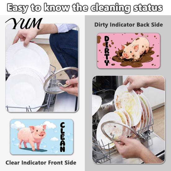Kitchen Clean Dirty Indicator Cartoon Animal Dishwasher Magnet, Sign Magnetic Indicator, Double-sided Dish Washing Machine Decoration Magnet