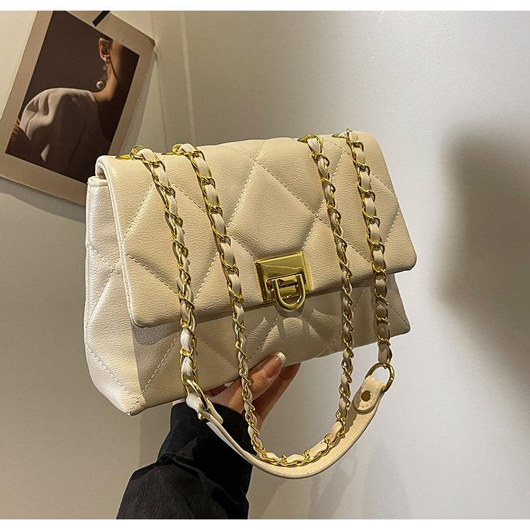 2025 высококачественная темпераментная ромбовидная сумка женская новая весенняя модная сумка-цепочка текстурная однотонная сумка через плечо