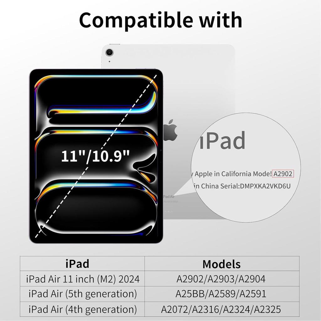Прозрачный защитный чехол из акрила для iPad с держателем для стилуса для 10,9/11-дюймовых Pro 2024 и Air 4/5/6