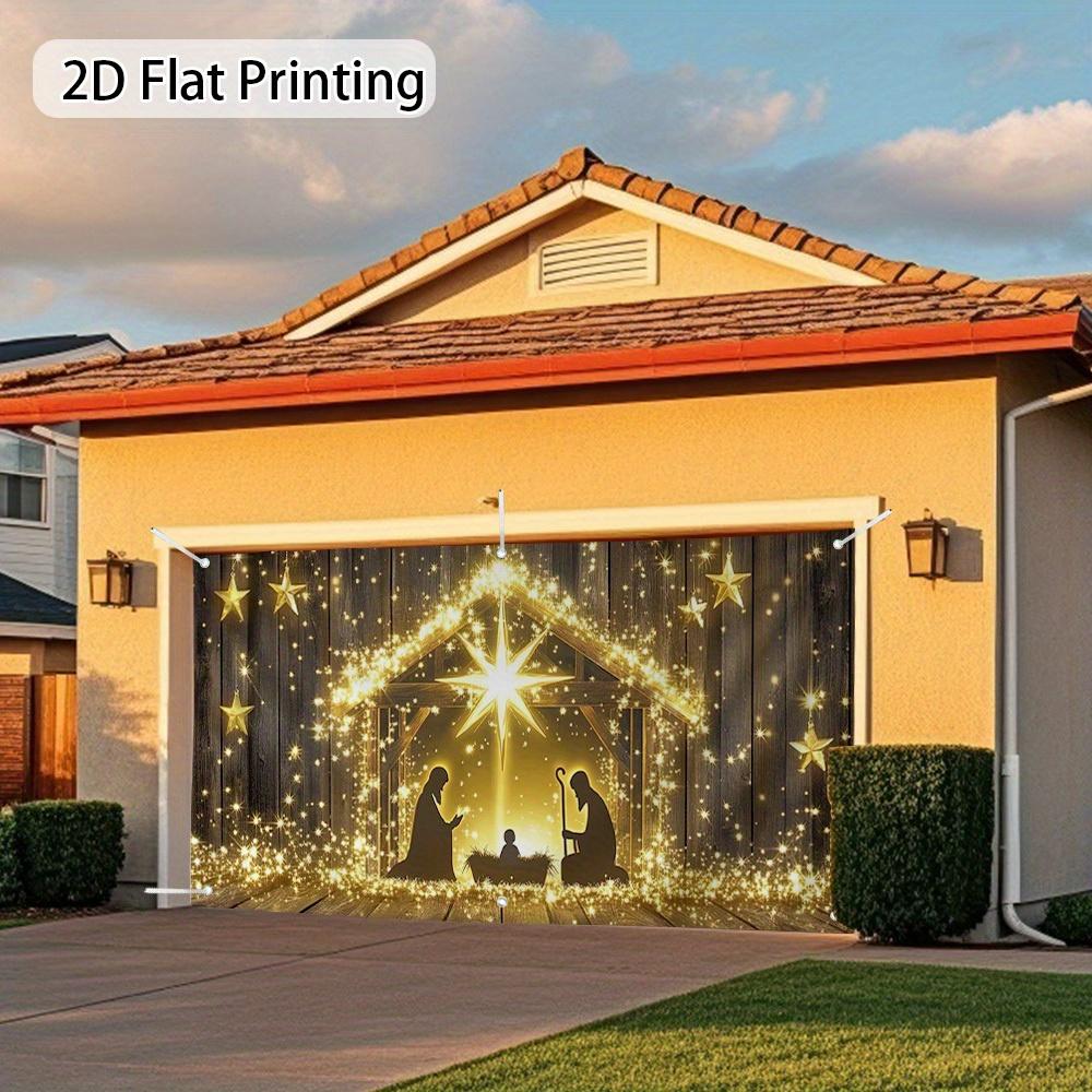 Jesus Nativity scene garage door decoration, luminous holiday, Christmas, New Year, Easter celebration activities