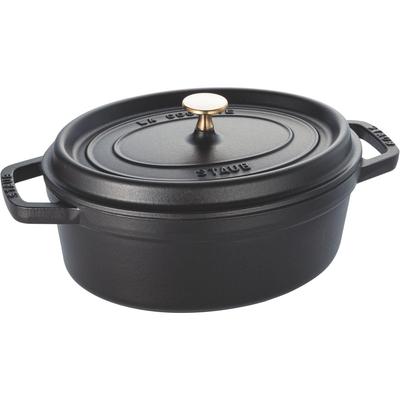 Staub Cocotte Oval Black большой эмалированный горшок ручной работы, совместимый с IH, японский La Cocotte Oval "Pico 27 см" [Авторизованный продукт] 40500-271