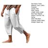 Men Summer Beach Pants Loose Side Pockets Drawstring Elastic Waist Zipper Legs Solid Color Gym Training Jogging