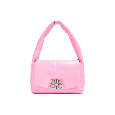 Balenciaga Серия Monaco серебряный логотип BB ракушка открытие телячья кожа ручная сумка женский стиль розовый