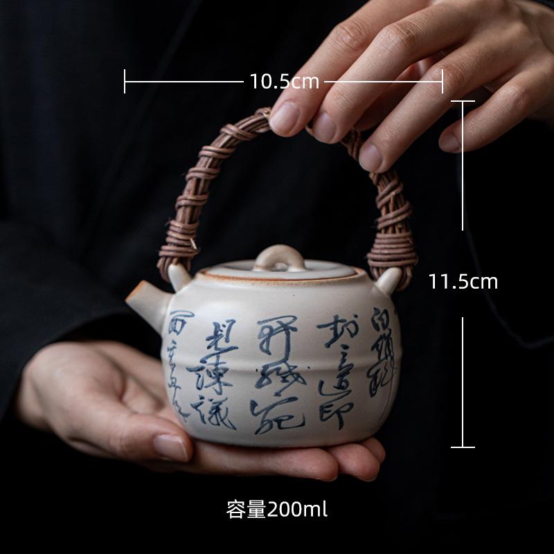 Набор для заваривания чая в духовке, свеча, спиртовка, грелка для чая, винтажный грубый керамический ротанговый чайник