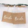 Burlap Hand Bag For Weddings Breathable Natural Fabric Large Capacity Reusable Bridal Party Gift Bag With Wide Handles