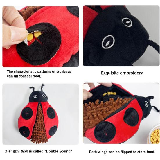 Dog Treat Dispenser Toy Interactive Plush Squeaky Turtle Ladybug Dog Chew Toy Treat Hiding Snuffle Puzzle Toy for Dogs Teething Mental