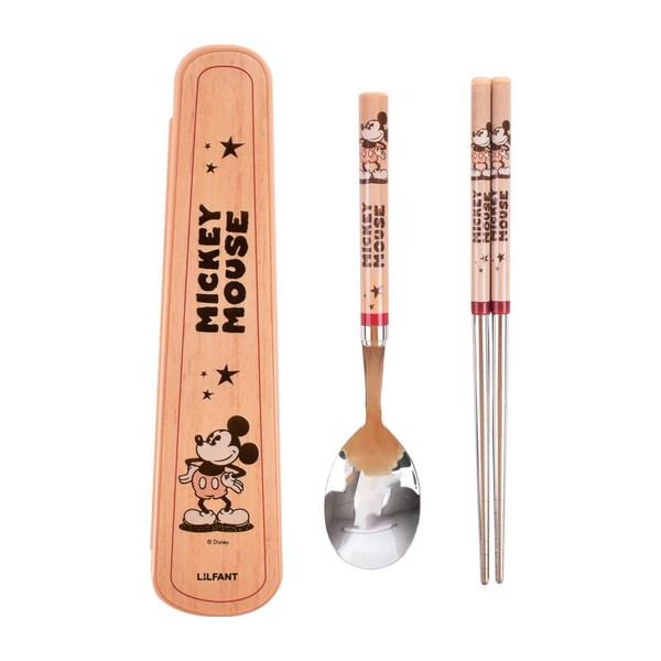 Lilpang Mickey Vacuum Spoon из нержавеющей стали, тонкий футляр, разные цвета, футляр + ложка + палочки для еды, 1 комплект