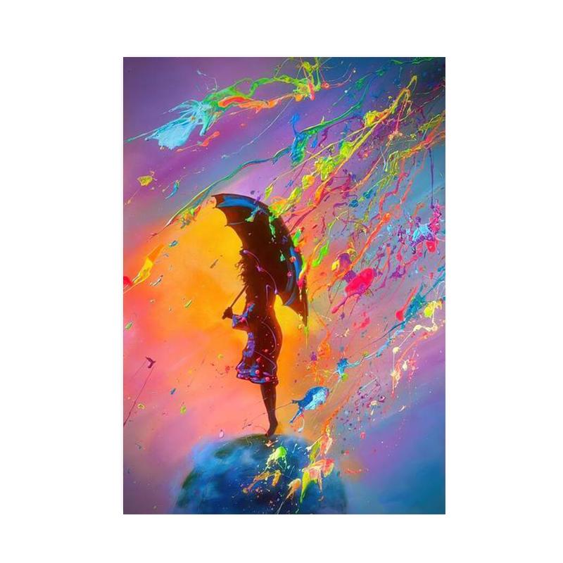 Акварель Радуга Дождь Любители Холста Картины Абстрактные Граффити Искусство Пары Обниматься Настенная Картина для Гостиной Домашний Декор