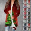 Women's Fashion Christmas Print Jacket Long Sleeve Casual Cardigan Coat