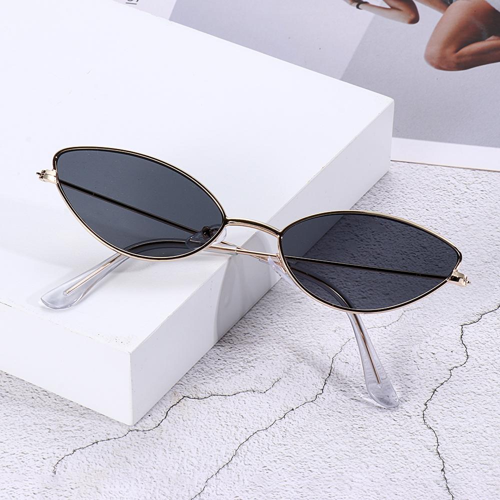Classic Cat Eye Alloy Sunglasses Woman Brand Designer Small Frame Sun Glasses Female Vintage Metal Triangle Oculos Feminino