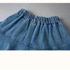 Летняя джинсовая юбка для девочек, модная синяя многослойная юбка с оборками для детей, повседневная универсальная короткая юбка для подростков школьного возраста 4-12 лет