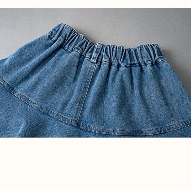 Летняя джинсовая юбка для девочек, модная синяя многослойная юбка с оборками для детей, повседневная универсальная короткая юбка для подростков школьного возраста 4-12 лет