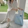 Women Letter Embroidery Shoulder Canvas Large Capacity Student Tote Bag
