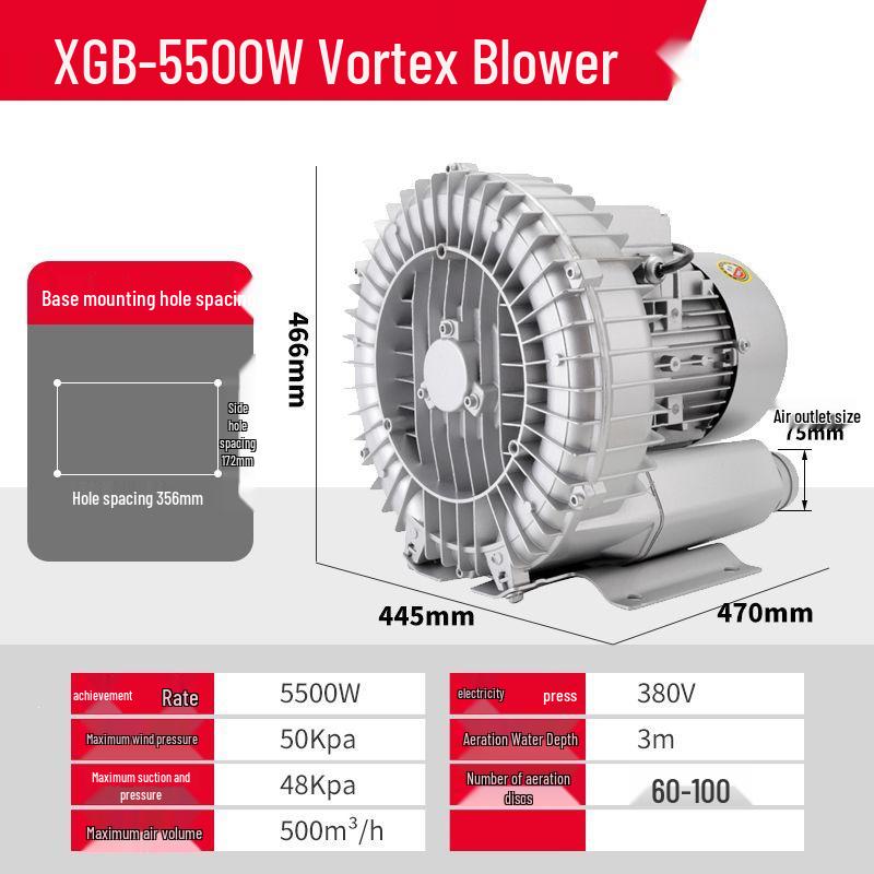 220V High-Pressure Industrial Vortex Air Blower Pump for Fish Pond Aeration