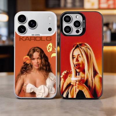 K-Karol G Колумбийский чехол для телефона для iPhone 17, 16, 15, 14, 13, 12, 11 Plus, Pro Max, Цветной серебристый чехол Funda