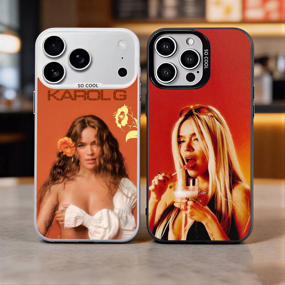 K-Karol G Колумбийский чехол для телефона для iPhone 17, 16, 15, 14, 13, 12, 11 Plus, Pro Max, Цветной серебристый чехол Funda