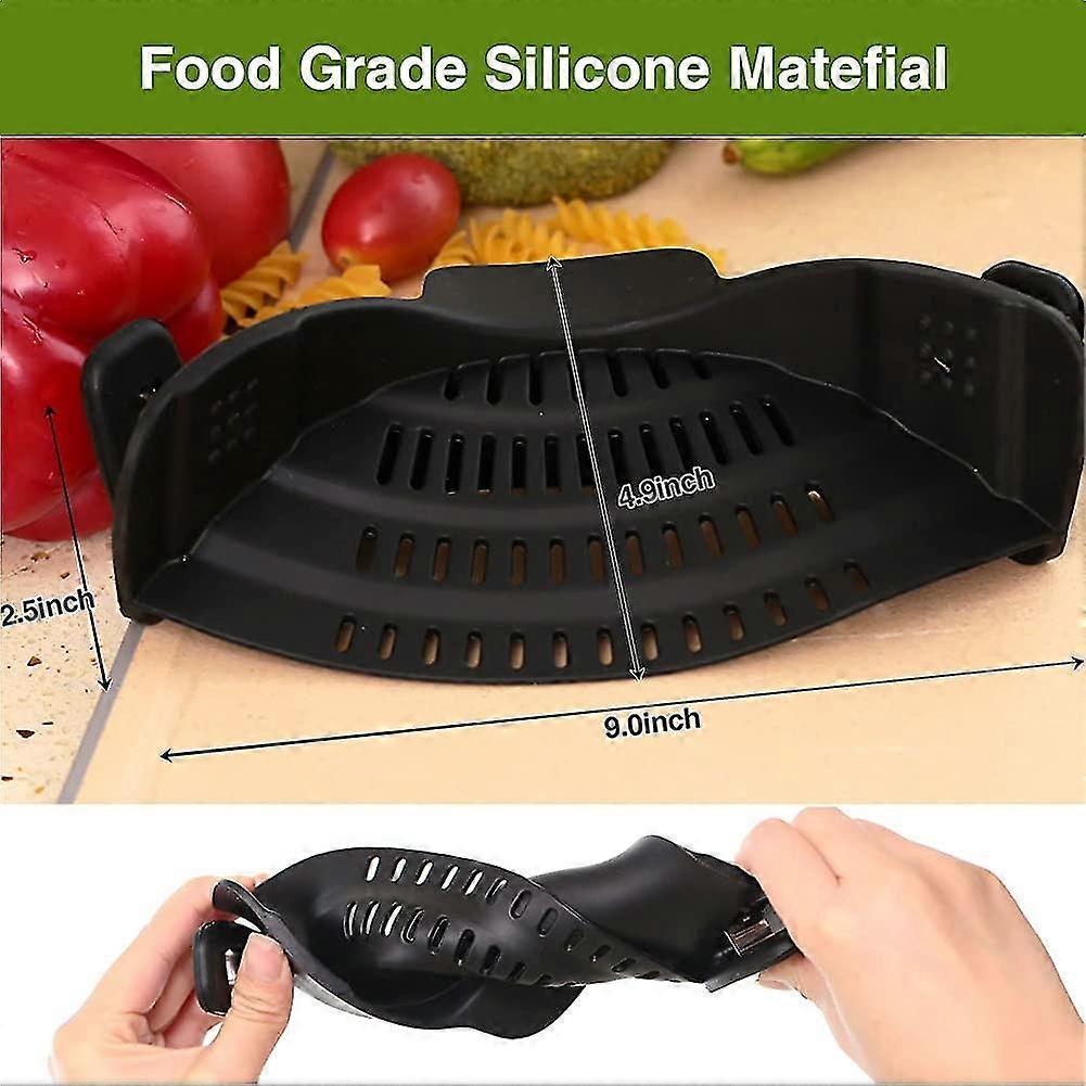 Clip On Food Strainer For Kitchen, Silicone Pasta Pans With Strainer Fit Most