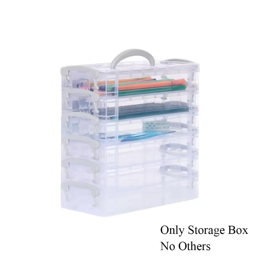 6-layer Organizer Portable Storage Box Stackable Storage Box With Lid Clear Plastic Organizer Drawers Storage Case With Handle