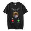 90s Dank Meme Hamster Staring Front Camera Hampter Calling T-shirt Fashion Short Sleeve T-shirts Streetwear Women T Shirt