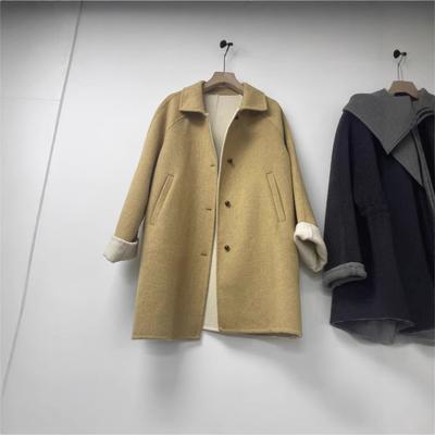Осенне-зимнее двустороннее шерстяное пальто-жакет женское простое и универсальное повседневное для поездок на работу с чувством дизайна городское повседневное