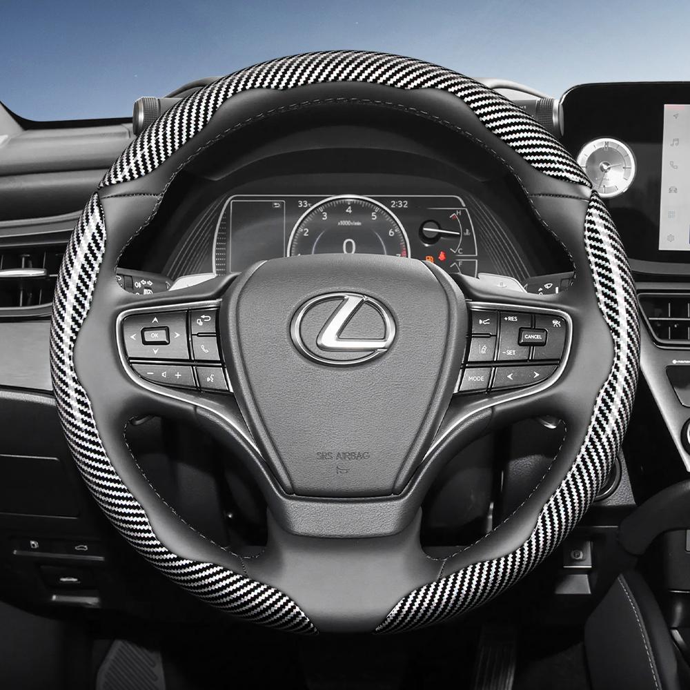 Suitable for Lexus Carbon Fiber Texture Steering Wheel Cover with Segmented Quick-Release Design, Durable, for Models Such as Rx Nx E Gx Lbx Ux Is QY5