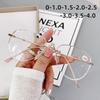 Fashion Rimless Oval Prescription Myopia Glasses Men's Women's Oversized Anti-Blue Light Finished Glasses