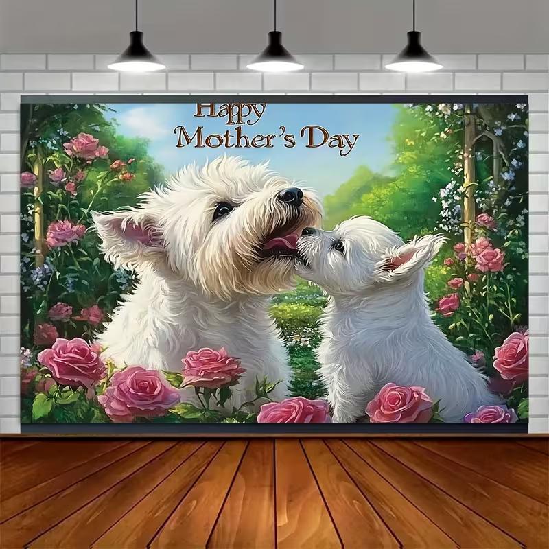 Floral West Highland White Terrier 2D Photography Background for Mother's Day