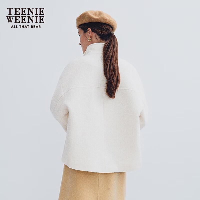 Teenie Weenie Women's Stand Collar Diagonal Placket Wool Coat