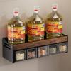 Настенная деревянная кухонная полка, органайзер для бутылочек со специями, многофункциональная, без отверстий для снятия и моющаяся