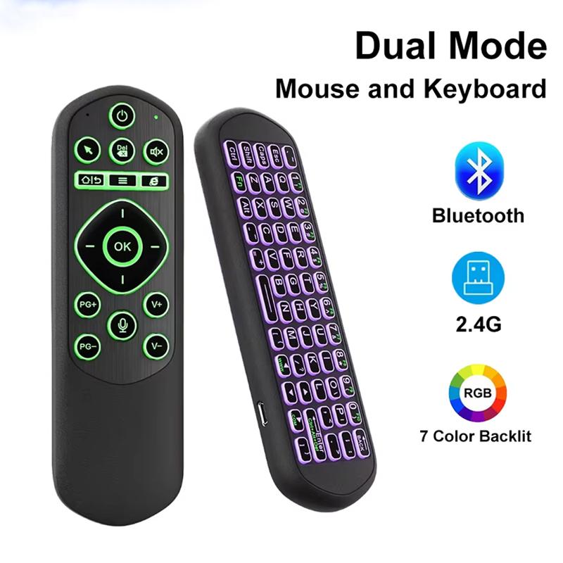 2.4G Bluetooth Dual Mode Keyboard Mose Mini Wireless Air Mouse Keyboard 7 Colour Backlit IR Learning Remote Control For Laptop