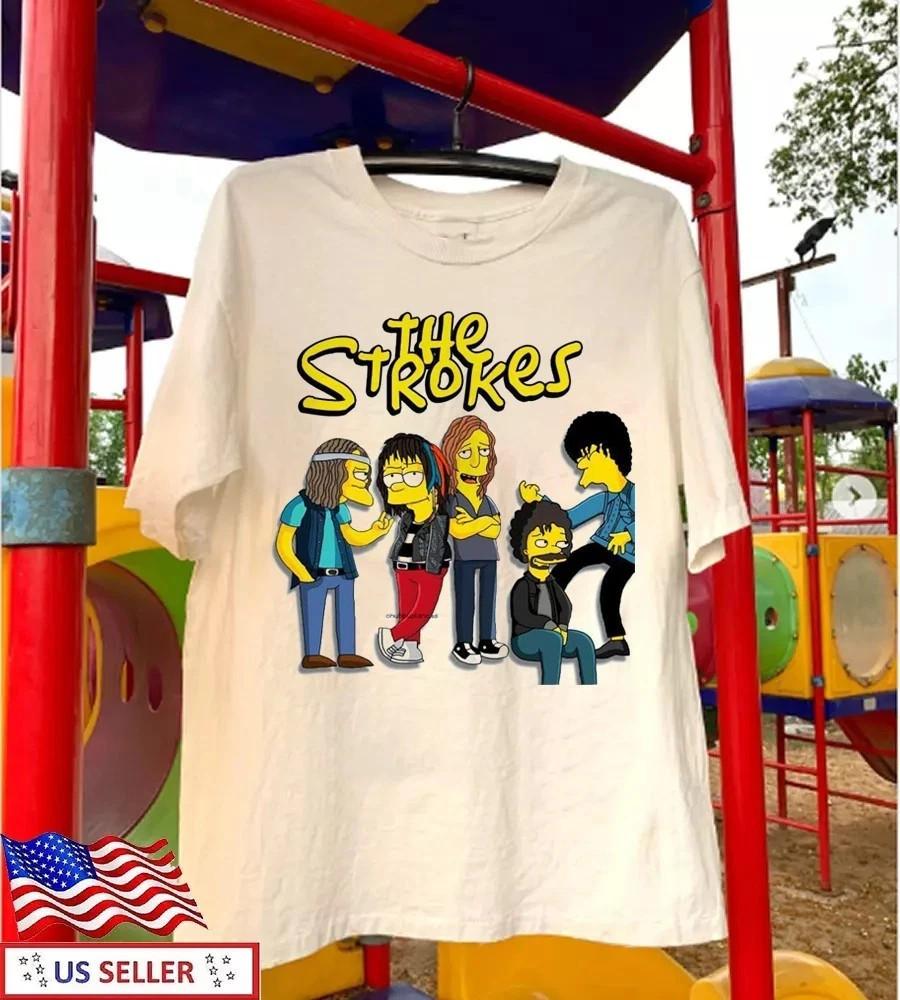Винтажная футболка The Strokes в стиле Симпсонов, унисекс, для концерта, размеры от S до 5XL, D134, унисекс