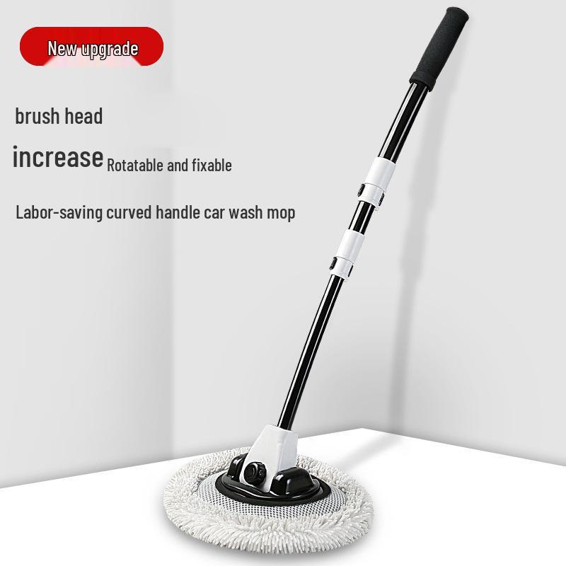 Retractable Car Wash Mop with Soft Bristles - Curved Rod Cleaning Brush.