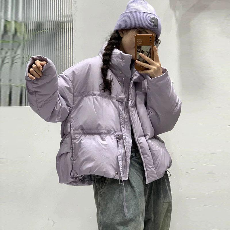 Угловая пряжка пуховик женский короткий 2024 зимняя мода воротник-стойка дизайн sense сладкий воротник-стойка куртка хлеб прилив