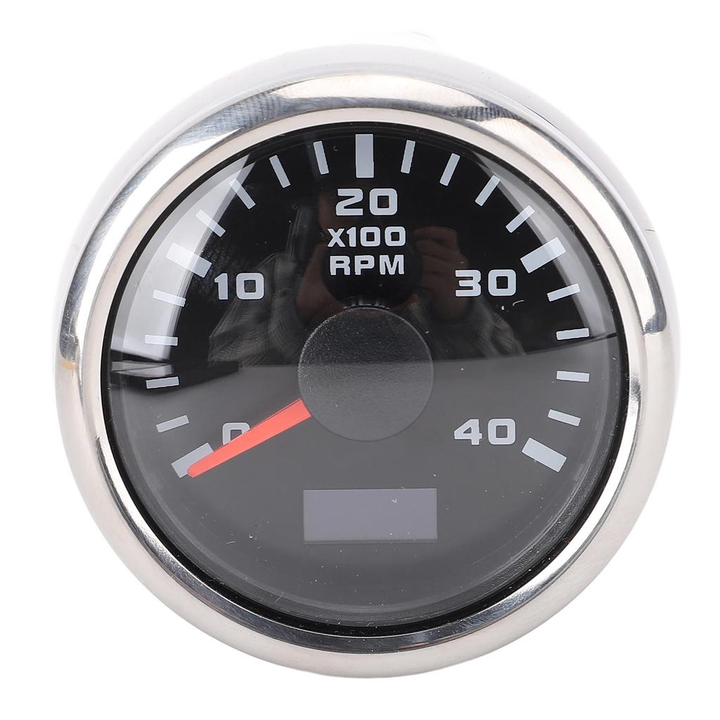 52mm Engine 4000RPM Tachometer Gauge with Hour Meter 7 Color Backlight for Truck Tractor Car RV Boat DC 9 To 32V Black