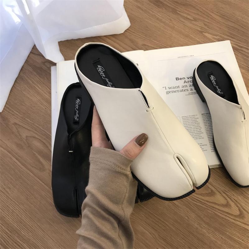 Мода Bailamos Женские тапочки с раздельным носком Таби Ниндзя Слипоны Балетки с круглым носком Неглубокие Ленивые Слипоны Лодочки Слингбэки Мюли Обувь Мягкие Лоферы