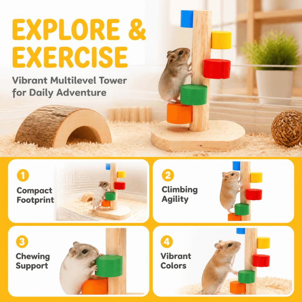 Colorful Pet Climbing Ladder Wood Hamster Training Toy Cute Small Animal Toy  Guinea Pigs